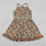 GSD3590   toddler clothes  state camo print girl yoga summer dress