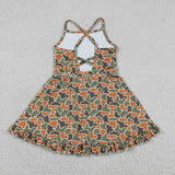 GSD3590   toddler clothes  state camo print girl yoga summer dress