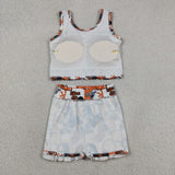 GSD3613  baby girl clothes state print toddler girl yoga skirt outfit