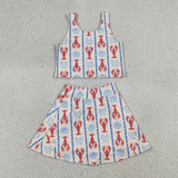 GSD3626  baby girl clothes crayfish print toddler girl yoga skirt outfit
