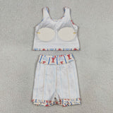 GSD3626  baby girl clothes crayfish print toddler girl yoga skirt outfit