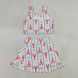 GSD3626  baby girl clothes crayfish print toddler girl yoga skirt outfit