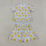 GSD3655   toddler clothes baseball print girl yoga summer set