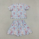 GSD3656   toddler clothes baseball print girl yoga summer set