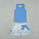 GSD3661   toddler clothes blue print girl yoga summer set