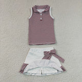 GSD3662  toddler clothes brown print girl yoga summer set