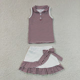 GSD3662  toddler clothes brown print girl yoga summer set