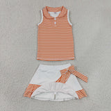 GSD3663   toddler clothes orange print girl yoga summer set