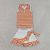 GSD3663   toddler clothes orange print girl yoga summer set