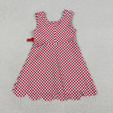 GSD3669   toddler clothes red gingham print girl yoga summer dress