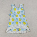 GSD3684  baby girl clothes lemon  print toddler girl yoga skirt outfit
