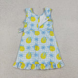 GSD3684  baby girl clothes lemon  print toddler girl yoga skirt outfit