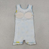 GSD3684  baby girl clothes lemon  print toddler girl yoga skirt outfit