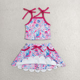 GSD3728 baby girl clothes seaweed print toddler girl yoga skirt outfit
