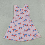 GSD3748 toddler clothes bows print girl 4th of July yoga summer dress