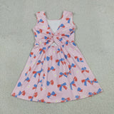 GSD3748 toddler clothes bows print girl 4th of July yoga summer dress