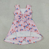 GSD3748 toddler clothes bows print girl 4th of July yoga summer dress
