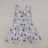 GSD3752   toddler clothes bows print girl 4th of July yoga summer dress