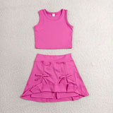 GSD3758  toddler clothes pink print girl yoga summer dress