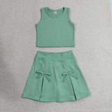 RTS Matching  toddler clothes solid color print set girls summer yoga clothing-2026.7.7