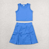 GSD3761  toddler clothes blue print girl yoga summer dress