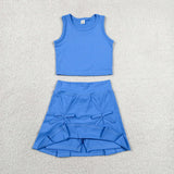 GSD3761  toddler clothes blue print girl yoga summer dress