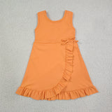 GSD3767   toddler clothes orange print girl yoga summer dress