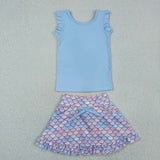 GSD3775   toddler clothes fish scales print girl yoga summer dress