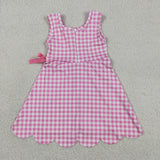 GSD3779 toddler clothes pink gingham print girl yoga summer dress