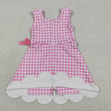GSD3779 toddler clothes pink gingham print girl yoga summer dress