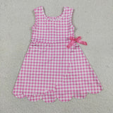 GSD3779 toddler clothes pink gingham print girl yoga summer dress