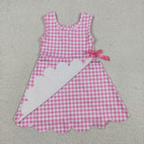 GSD3779 toddler clothes pink gingham print girl yoga summer dress