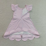 GSD3796 toddler clothes pink gingham print girl yoga summer dress