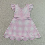 GSD3796 toddler clothes pink gingham print girl yoga summer dress