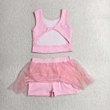 GSD3806 toddler clothes pink print girl yoga summer dress