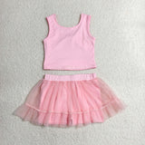 GSD3806 toddler clothes pink print girl yoga summer dress