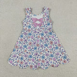 GSD3808 Toddler clothes flower print girl yoga summer dress