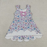 GSD3808 Toddler clothes flower print girl yoga summer dress