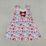 GSD3809   toddler clothes bows print girl 4th of July yoga summer dress