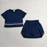 GSD3811  toddler clothes navy blue print girl summer dress