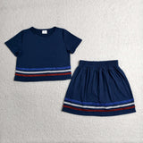 GSD3811  toddler clothes navy blue print girl summer dress
