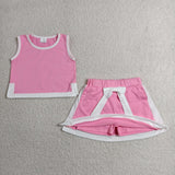 GSD3829  toddler clothes pink print girl summer dress set
