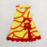 GSD3834   toddler clothes baseball print girl yoga summer dress