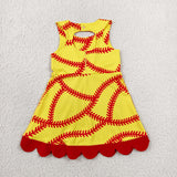 GSD3834   toddler clothes baseball print girl yoga summer dress