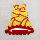 GSD3834   toddler clothes baseball print girl yoga summer dress