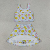 GSD3836   toddler clothes softball print girl summer yoga set
