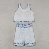 RTS Matching clothing kids bows print clothing girl 4th of July summer yoga dress-2026.5.20