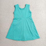 GSD3876  toddler clothes green print girl yoga summer dress