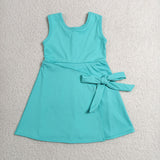 GSD3876  toddler clothes green print girl yoga summer dress