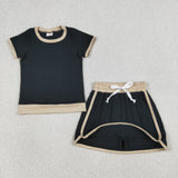 GSD3923   kids clothes black print girls summer skirt outfit